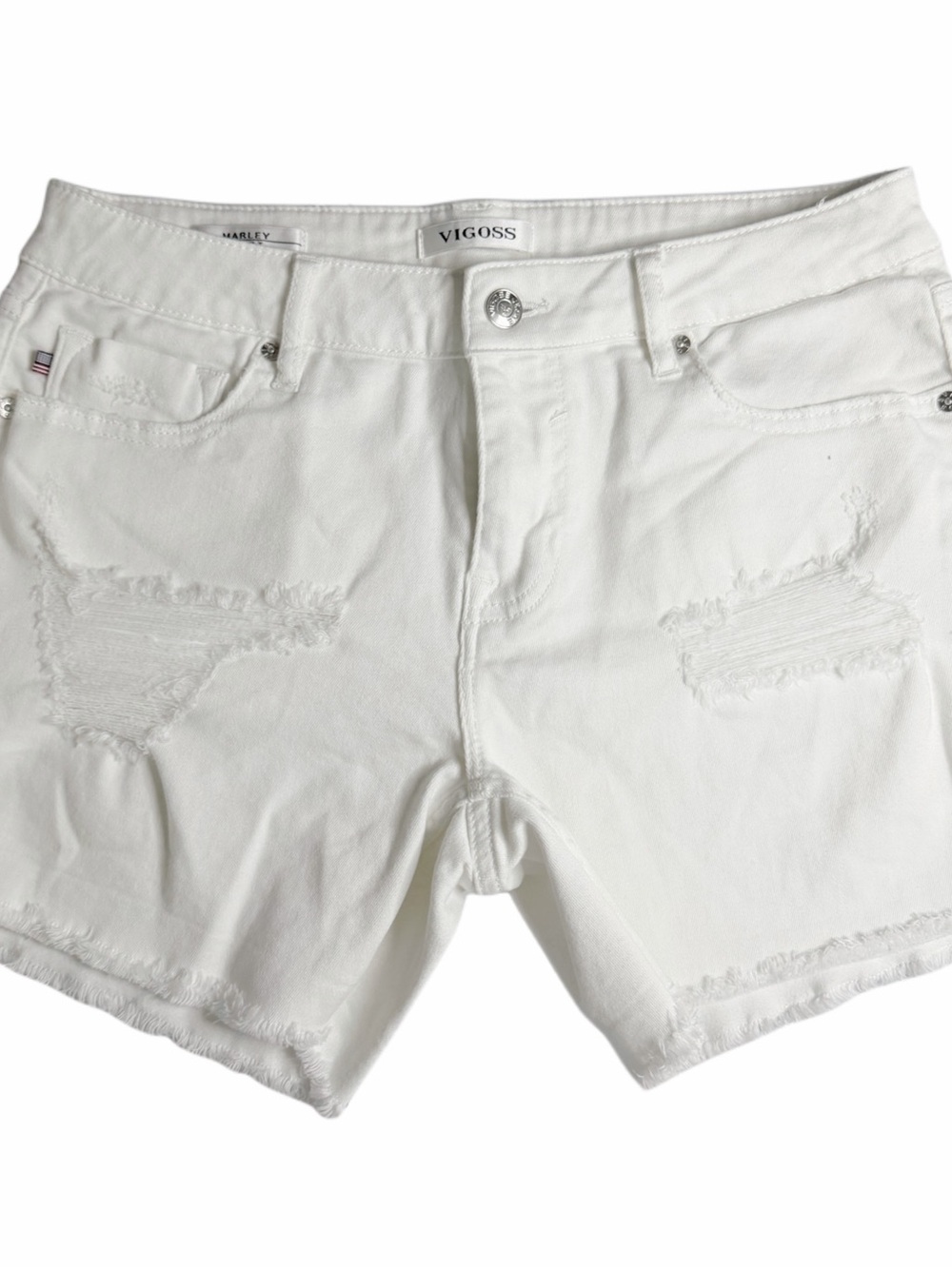 VIGOSS White Distressed Denim Jean Shorts